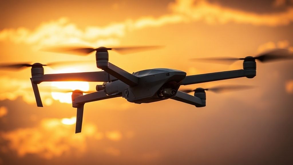 A drone cuts through the sunset sky. Axon is pushing hard into counter-drone systems — a new front in the Pentagon's $54B autonomous systems budget — while its core AI policing business just had its best quarter ever with the stock 50% off highs.